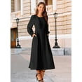 thumbnail image 3 of DARING DIVA Frilled Crewneck Long Sleeve Midi Fall Dress XL Black, 3 of 8