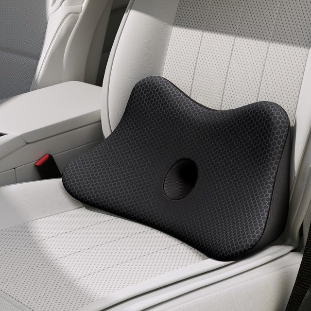 Almohada de apoyo lumbar Benazcap para silla de coche y oficina, color negro