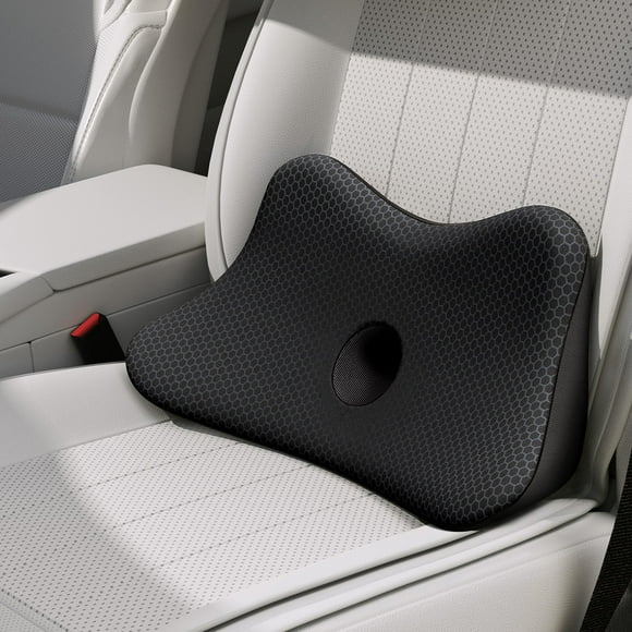 Almohada de apoyo lumbar Benazcap para silla de coche y oficina, color negro