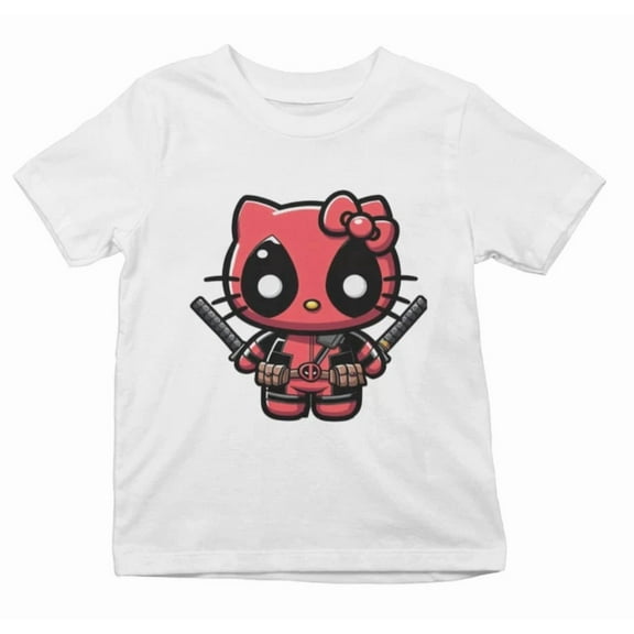 Funny Deadpool Hello Kitty Cat Cat Organic Cotton s-Shirt 98 -164