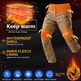 thumbnail image 3 of POENTAB Men's Fleece Lined Outdoor Cargo Hiking Pants Winter Water Repellent Snow Ski Work Pant with Zipper Pockets, 3 of 7