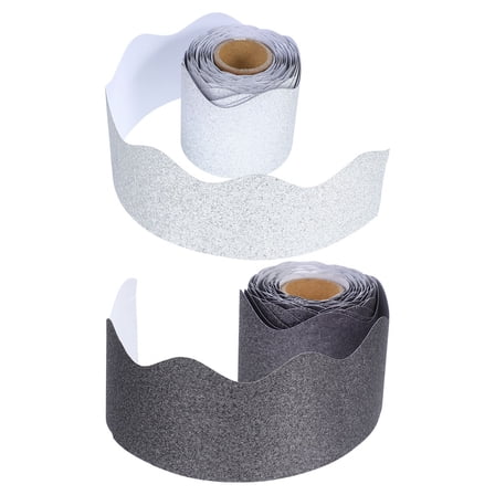 Hemoton 2 Rolls Glitter Classroom Blackboard Borders Decorative Bulletin Board Trim for School and Office Scalloped Glitter Edges Elegant Sparkling Poster Board Trim (10m)