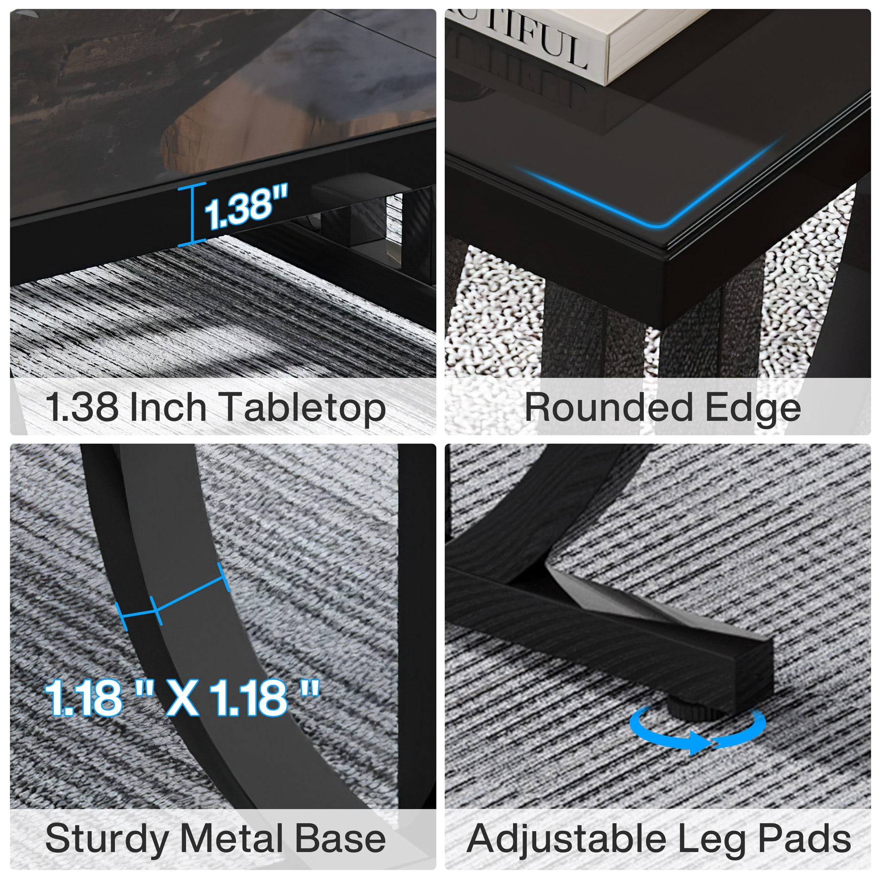 Tribesigns Modern Computer Desk,  63 Inch Rectangular Executive Table with Metal Frame for Home Office, Living Room, Black