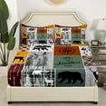 thumbnail image 3 of Cabin Retro Rustic Lodge Bed Sheets Set, Bear Deer Country Sheets Twin, Hunting Wild Animal Sheet Set Plaid Check Adventure Themed Flat Fitted Sheet Teens Adult Men Bedroom Decor, 3 of 5