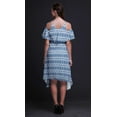 thumbnail image 4 of Bimba Tunique à Épaules Dénudées Imprimée Teinture sur Nœuds Bleue pour Femmes Robe de Soirée Col Rond - Très Grande Taille, 4 of 6