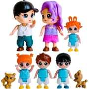 FUNERICA Family People Figures Playset - Dollhouse People Figurines - Little People Figures with Pets - Play People Doll House Accessories Toys