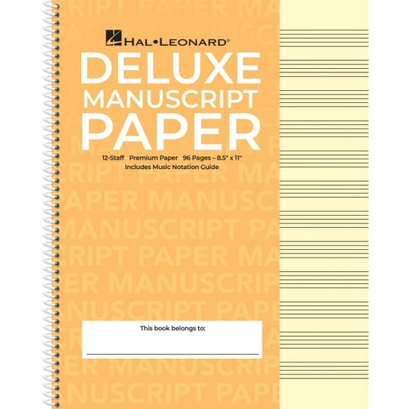 Deluxe Wirebound Super Premium Manuscript Paper Notebook (Gold Cover) - 96-Page Music Staff Paper Notebook - Durable She, (Spiral-Bound)