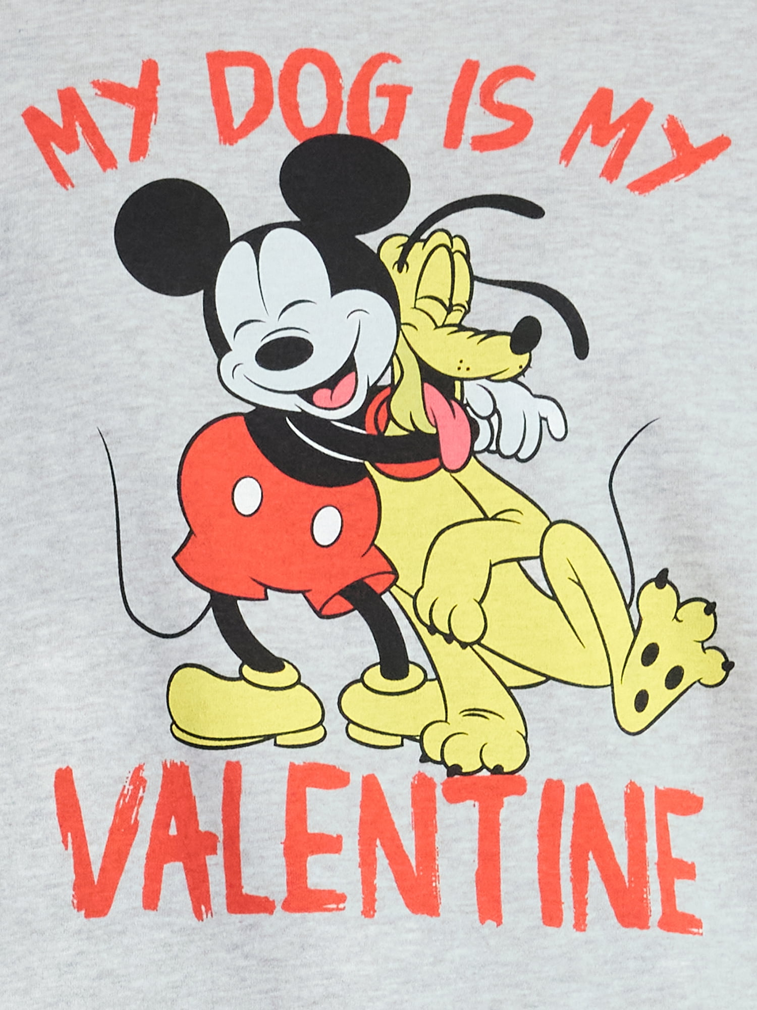 Mickey Mouse Women's My Dog Is My Valentine Graphic Sweatshirt with Long Sleeves, Sizes XXS-XXL