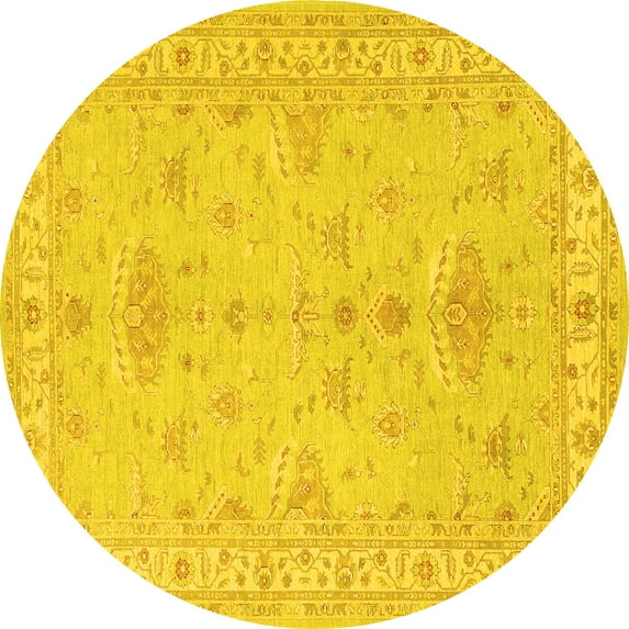 Ahgly Company Indoor Round Persian Yellow Traditional Area Rugs, 5' Round