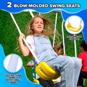 Sportspower Swing and Play Galvanized Metal Swing Set with 2 Swings, Standing Swing, Roman Glider, 38in Saucer Swing, 5ft Slide , Bonus Anchor Kit Included