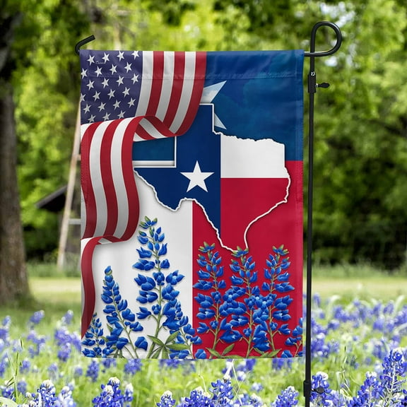 FLAGWIX Texas American Flag - Texas Bluebonnet Flag, Garden Flag (11.5" x 17.5") - USA Flags Premium Polyester - Decorative Indoor Outdoor Flag