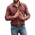 thumbnail image 4 of Blmnix Western Shirt Shirts for Men Oversized Guide Big And Tall Shirts Tshirt Long Sleeve Button Up Collared Red Men's Athletic Shirts & Tees,XL, 4 of 9