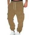 thumbnail image 2 of YLSDY Mens Fleece Cargo Sweatpants Heavyweight Elastic Waist Pants with Pockets Baggy Drawstring Jogger Pants Khaki S, 2 of 7
