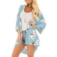 thumbnail image 2 of Women’s Print Sheer Flowy Summer Chiffon Loose Casual Kimono Cardigan Cape Cover Up – LPD8968 - M, 2 of 10