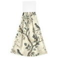thumbnail image 6 of Yayeee Kitchen Hanging Hand Towels Set of 2 with Loop Bathroom Absorbent Tie Towel, Beige Birds, 6 of 6
