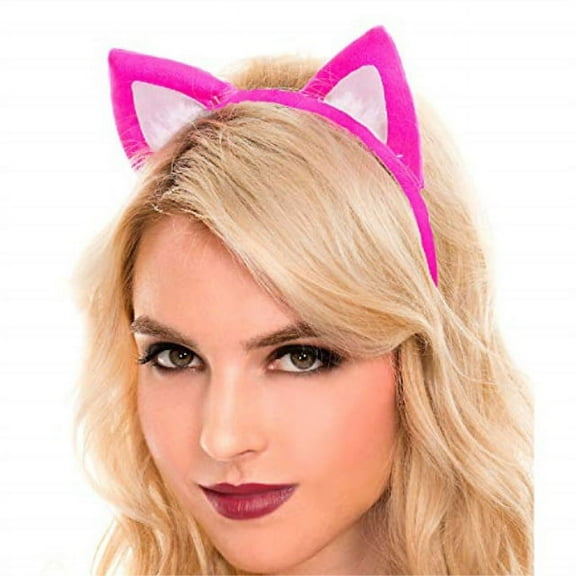 Adult Women's Cat Ears Headband Hot Pink