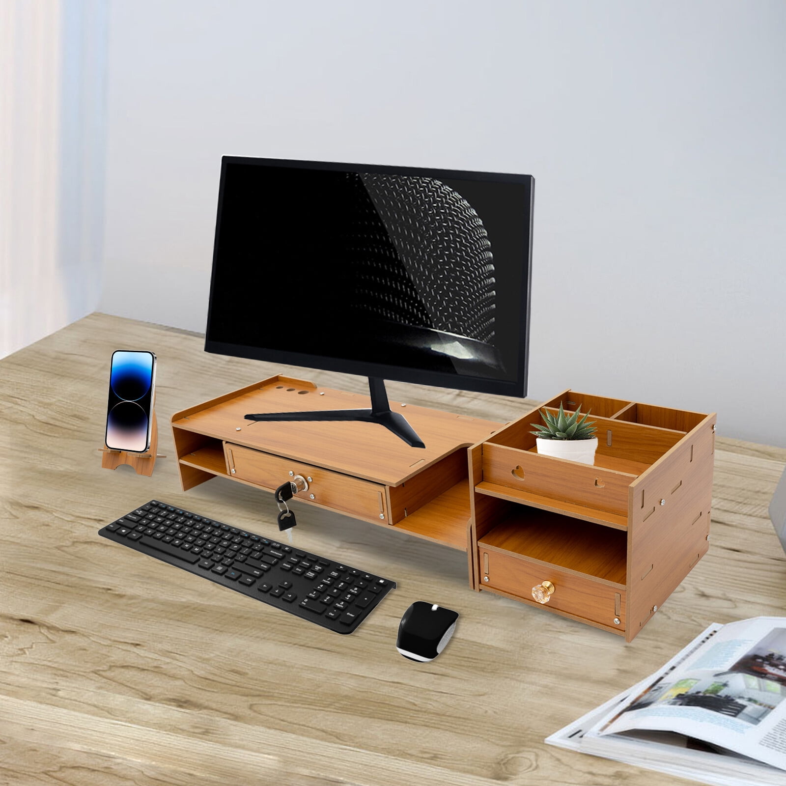 Modern Desktop Monitor Stand Monitor Riser Stand Computer Monitor Booster Stand for Home, School, Office