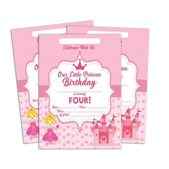 Darling Souvenir Pink Birthday Invitation Card Printable Fill or Write In Blank Invites Party Supplies Pack Of 28 5 x 7 Inches
