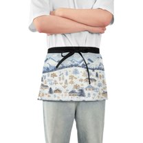 Yayeee Waist Apron with Pockets for Cooking Waterproof Half Server Aprons, Light Blue Mountain