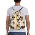 thumbnail image 2 of Drawstring Backpack - Yellow Flowers Hummingbird Splash Proof Small Drawstring Gym Bag for Women Men, Cinch Sports String Bag Backpack for Travel Swimming Beach, 2 of 8