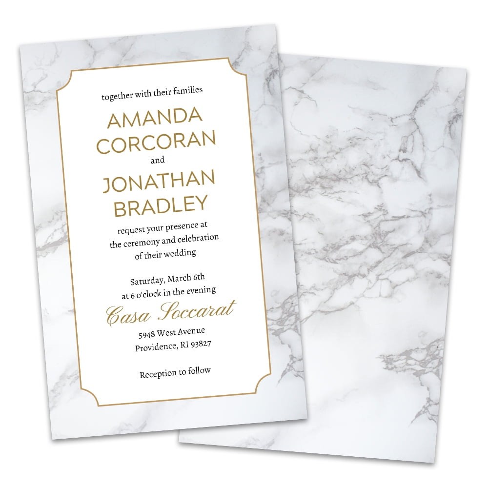 Personalized White Marble Wedding Invitations