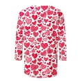thumbnail image 5 of Penkiiy Chemises de la Saint-Valentin pour Femmes Manches 3/4 Col Rond Blouses Décontractées Imprimé Mignon Tuniques Tops 2025 3TG Multicolore, 5 of 5