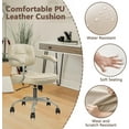 thumbnail image 5 of Leather Home Desk Chair, Adjustable Height and Backrest 360° Rolling Swivel Computer Task Chairs, Mid Century Modern Ergonomic Vanity Make Up Chair with Armrest for Home Office, Beige, 2 Pack, 5 of 8