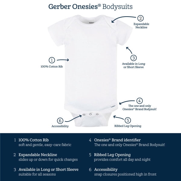 Gerber Baby Gender Neutral Long Sleeve Onesies Bodysuits, 6-Pack, Sizes Newborn - 12 Months