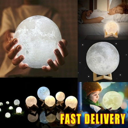 3D Moon Lamp USB LED Night Light Moonlight Gift Touch Sensor Changing (12CM)