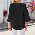thumbnail image 4 of Tiqkatyck Women Summer Tops, Women's Fashion Short Sleeve Solid Color V Neck Loose Chiffon T Shirt, Summer Tops for Women, Shirts for Women Black L, 4 of 4