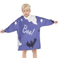 thumbnail image 3 of Halloween Ghost Bat Pattern Blanket Hoodies for Kids 6-13YR Oversize Wearable Blanket Hoodies for Boys Girls Teens, 3 of 7