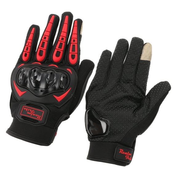 Unique Bargains XXL Motorcycle Gloves Breathable Full Finger Gloves Nylon Outdoor Glove Black Red 1 Pair