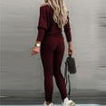 thumbnail image 4 of Womens Pants Clearance Women's Early Autumn Fashion Casual Loose O Neck Long Sleeve Solid Suit, 4 of 6