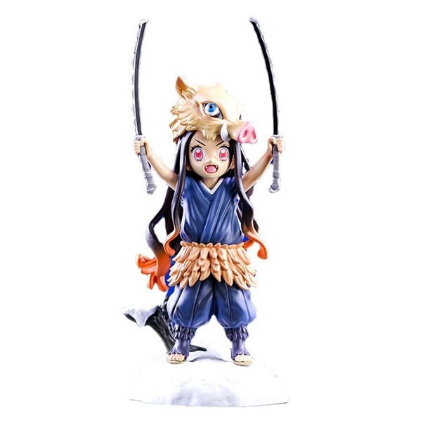 Figuras de acción de Demon Slayer para adultos, muñecos de Anime de Kamado, Nezuko, Kimetsu No Yaiba, Hashibira, Inosuke, 19cm, regalo Gong Bohan LED