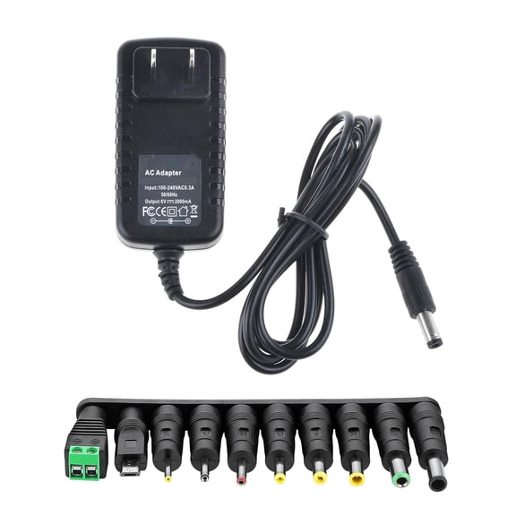LujingZ 6V Power Supply AC Adapter DC 6Volt Power Adapter with 10 Interchangeable DC Plug Compatible with 100mA 300mA 500mA 800mA 1000mA 1500mA 2000mA Equipment
