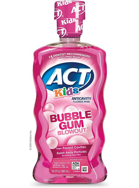 ACT Kids AntiCavity Fluoride Rinse Children's Mouthwash, Bubblegum Blowout, Bubble Gum Blow Out, 16.9 Fl Oz