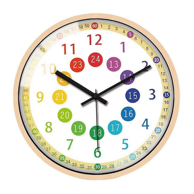 Kids Wall Clock Silent Non-Ticking Battery Operated for Children's Bedroom Educational Decor