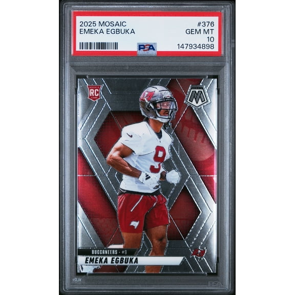 Graded 2025 Panini Mosaic Emeka Egbuka #376 Rookie RC Football Card PSA 10 Gem Mint