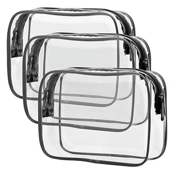 Neceser transparente, paquete de 3, impermeable, para hombre y mujer, con certificación TSA, para viaje en avión, neceser de maquillaje, color negro.
