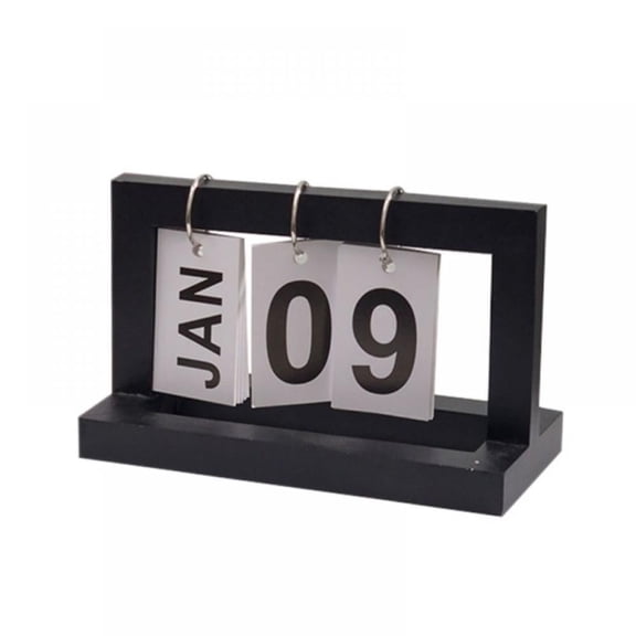 Daily Office Metal Flip Desk Calendar Perpetual Wood Vintage Calendar for Home Decor,Monthly Weekly Year Planner Standing Kitchen Desk Decor Wood Calendar 7.87x3.54x4.72 inches
