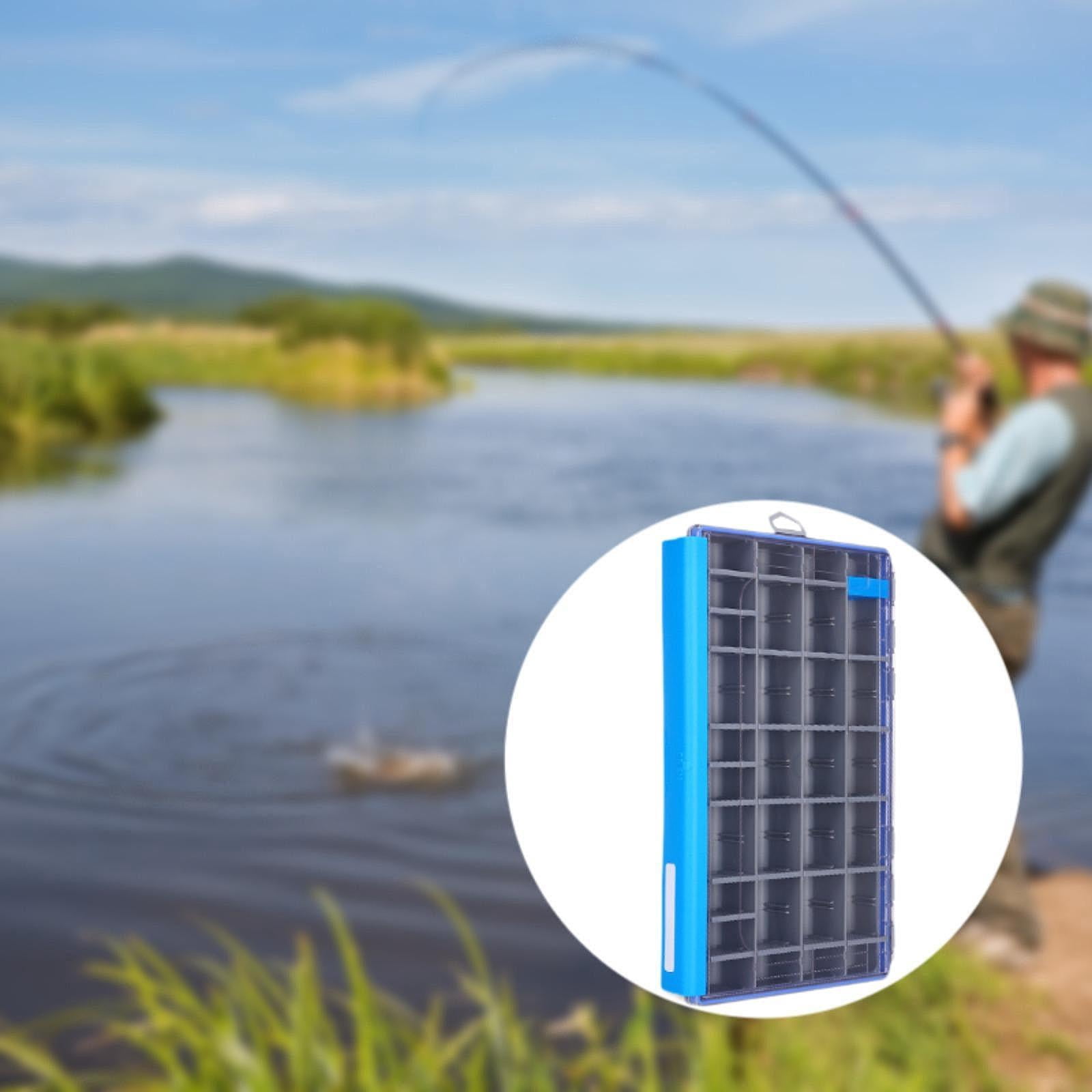 Miulika Fishing Tackle Box Organizer Multifunctional Waterproof Portable Fishing Tool Box with Removable Dividers Sturdy Lure Box Blue