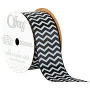 Offray Ribbon, Black 1 1/2 inch Chevron Satin Ribbon, 9 feet