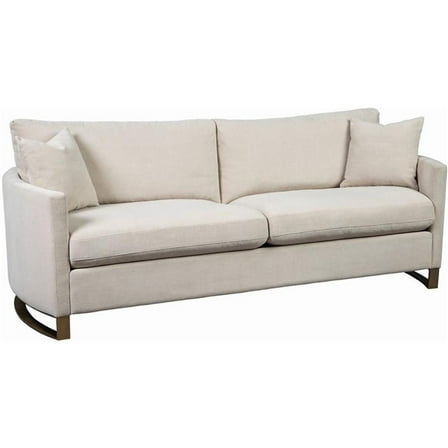 Pemberly Row Contemporary Upholstered Arched Arms Sofa in Beige