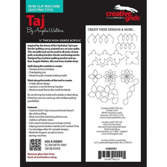 Creative Grids Machine Quilting Tool - Taj cgrQTA5
