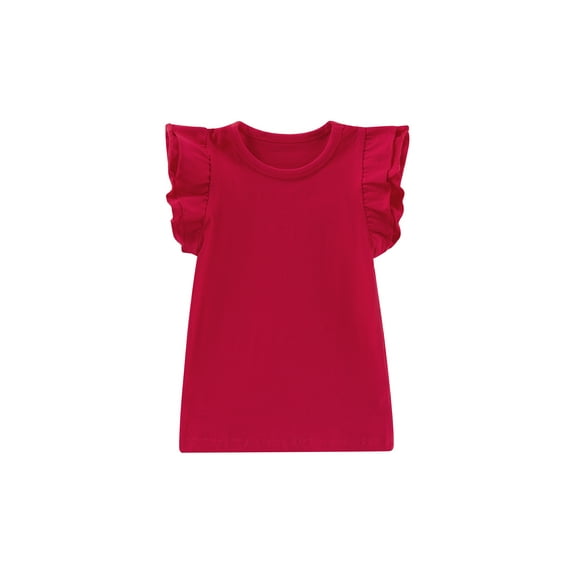 Gureui Newborn Infant Toddler Baby Girl Fly Sleeve T-shirt,Casual Solid Color Round Neck Summer Top