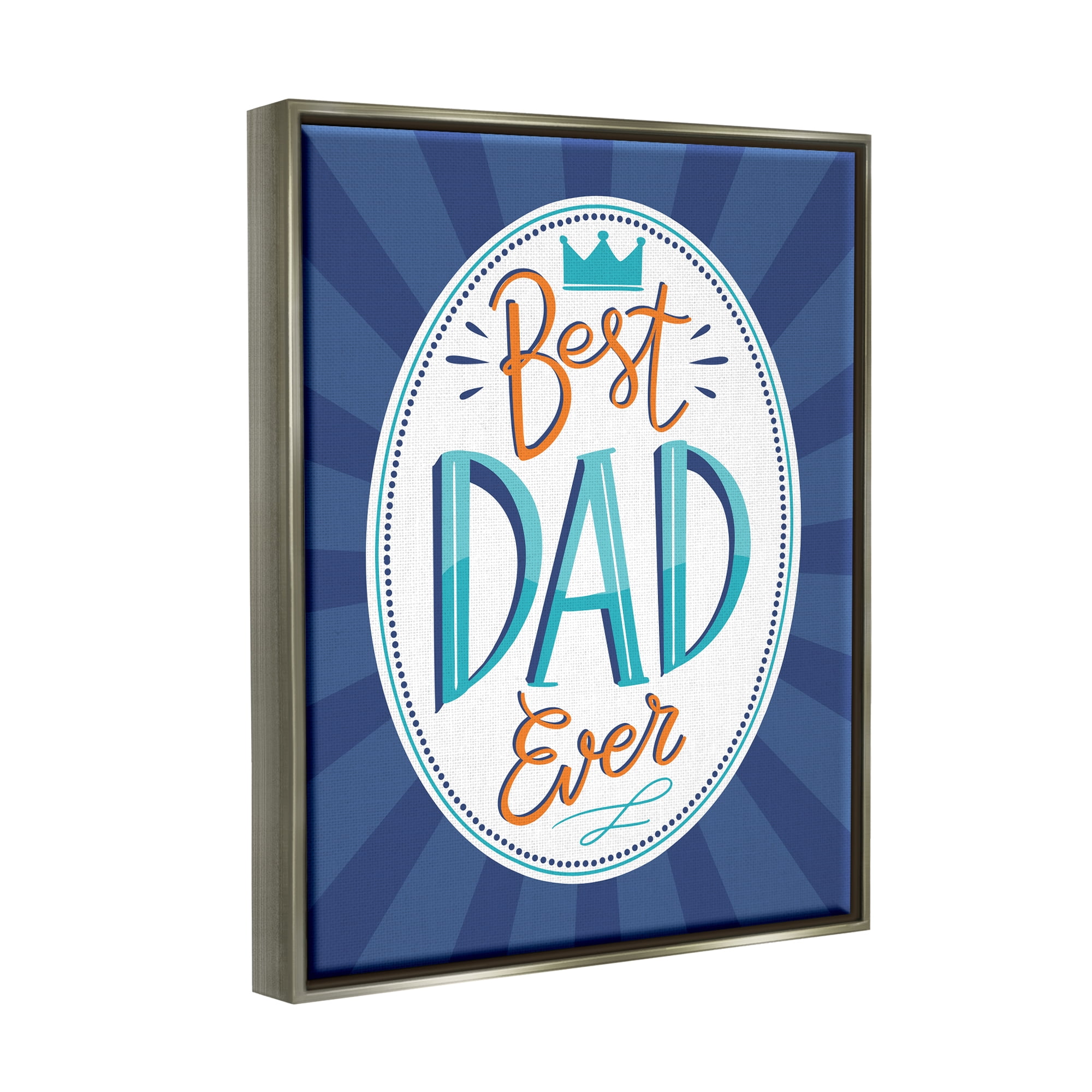 Stupell Industries Best Dad Ever Striped Phrase Holiday Painting Gray Floater Framed Art Print Wall Art