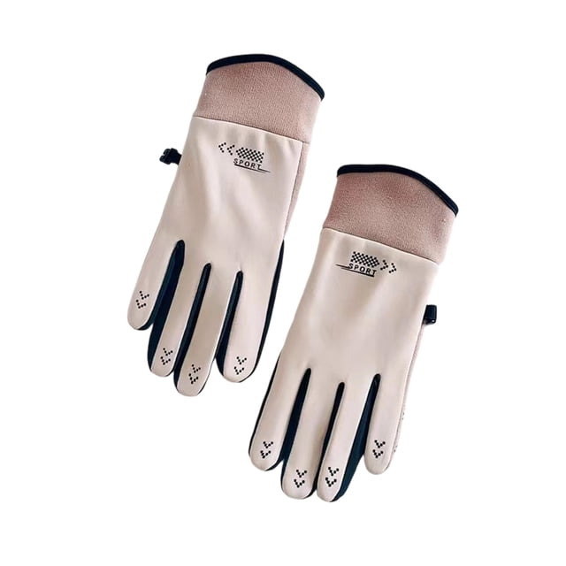 Guantes de Invierno Hombres 24.5x9.5cm / 9.65x3.74In Guantes de Conducción Hombres Beige Grueso Caliente Pantalla Táctil Guantes Térmicos para el Clima Frío