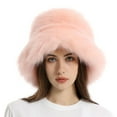 thumbnail image 5 of Faux Fur Bucket Hat for Women, Plush Fuzzy Winter Fisherman Hat with Adjustable Drawstring, Soft Warm Fleece Lined Fashion Hat for Cold Weather, Outdoor Activities and Daily Use - Pink, 5 of 8