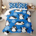 thumbnail image 2 of Erosebridal Cheerful Penguin Quilt Full for Boys Men, Ice Snowflake Print Full Bedspread Sets, Royal Blue, 3pcs, 2 of 7