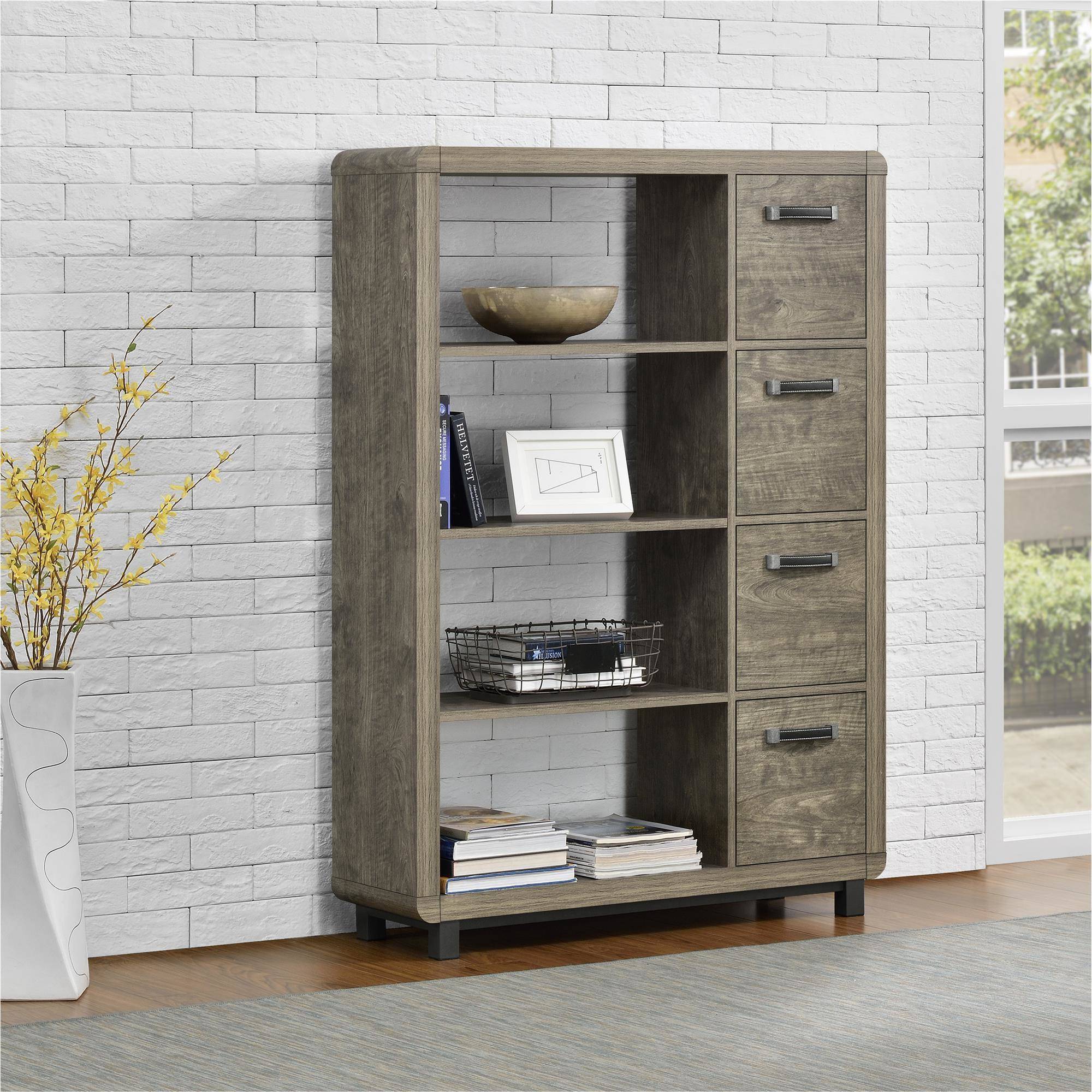 Ameriwood Home Eastlin Bookcase with Bins, Brown